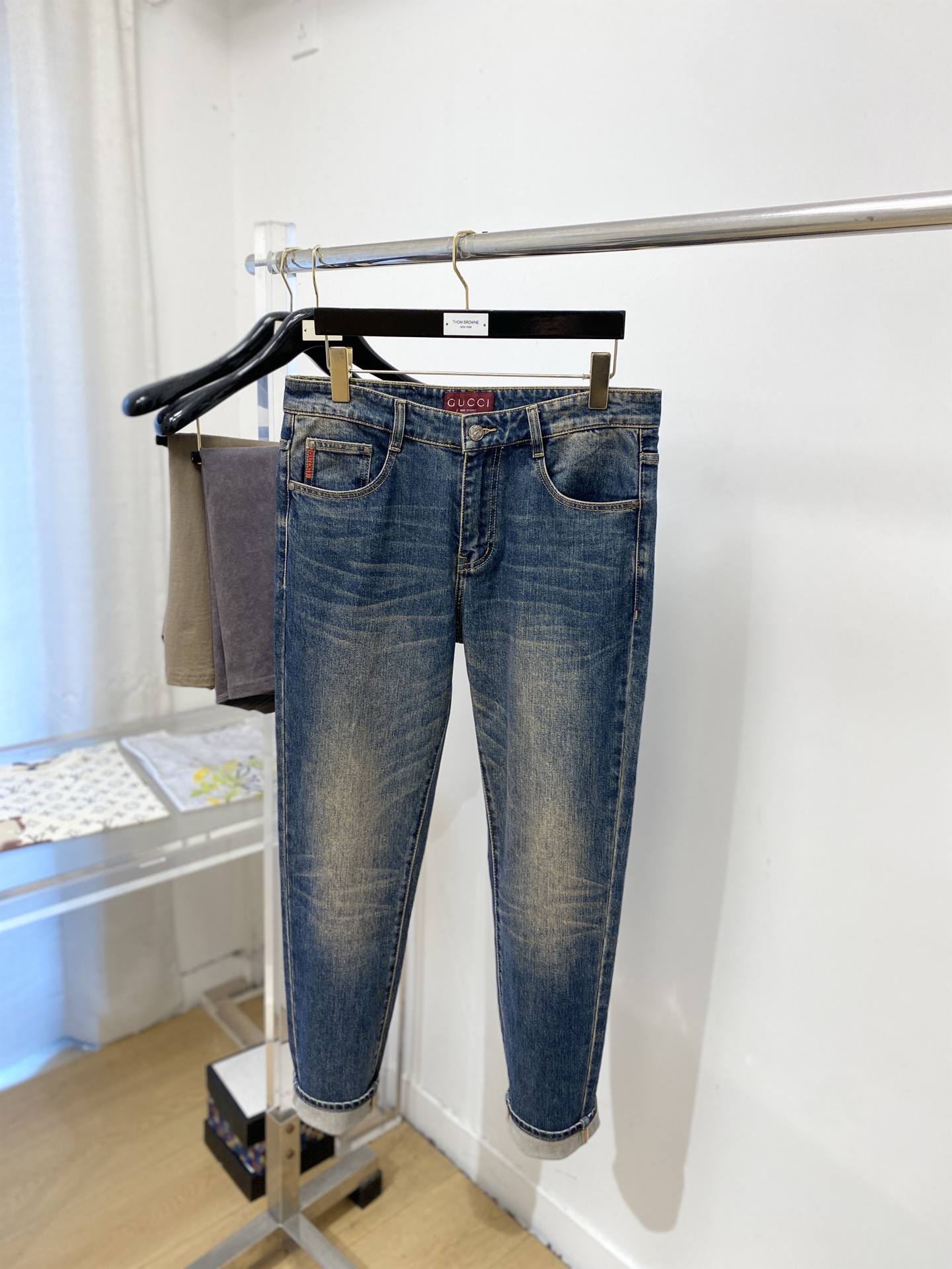 古奇、2026最新品，专柜同步有售，原单狠货，水洗休闲牛仔裤，进口原版水洗弹力面料，舒适有弹性，原版五金