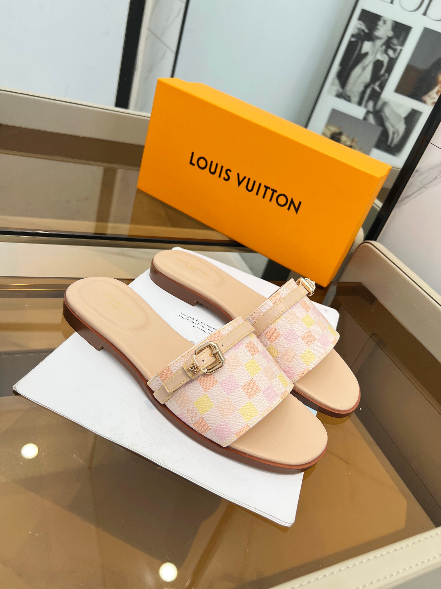 Louis Vuitton Abrikos kleur Groen Roze Canvas Echt leer Lente/Zomercollectie