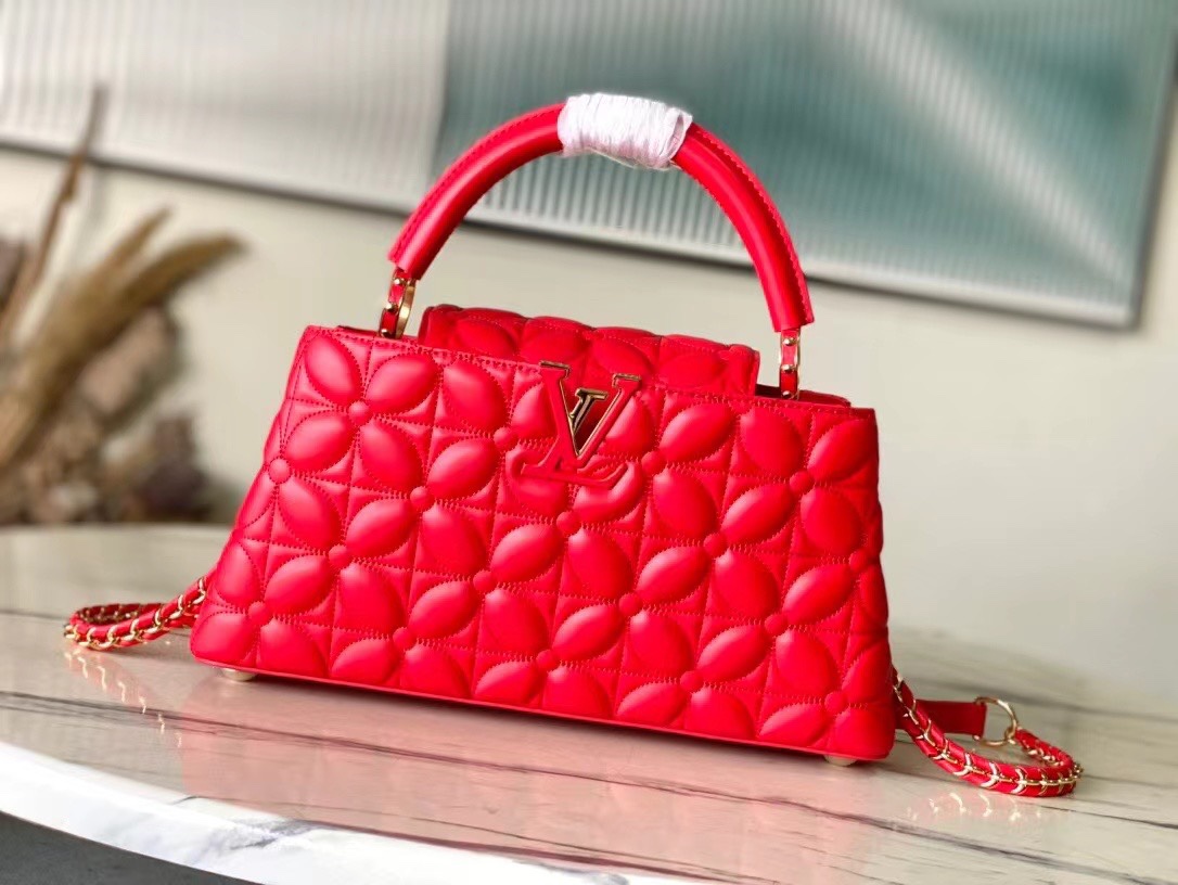 Louis Vuitton LV Capucines Bags Handbags Red Sheepskin Chains M25332