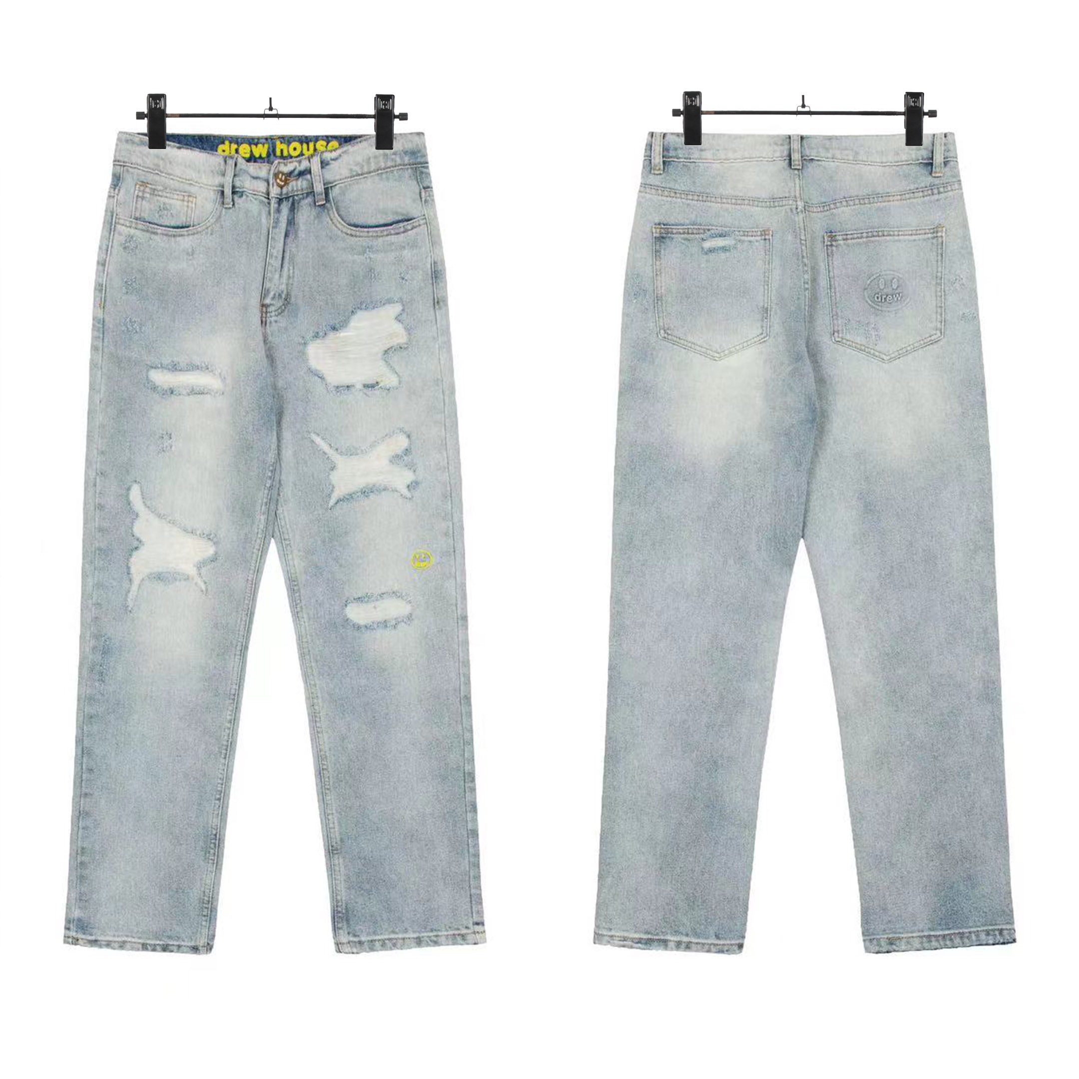 Drew House KL#8014 Jeans: Smiley-Faced Street Style with High-Quality Details
