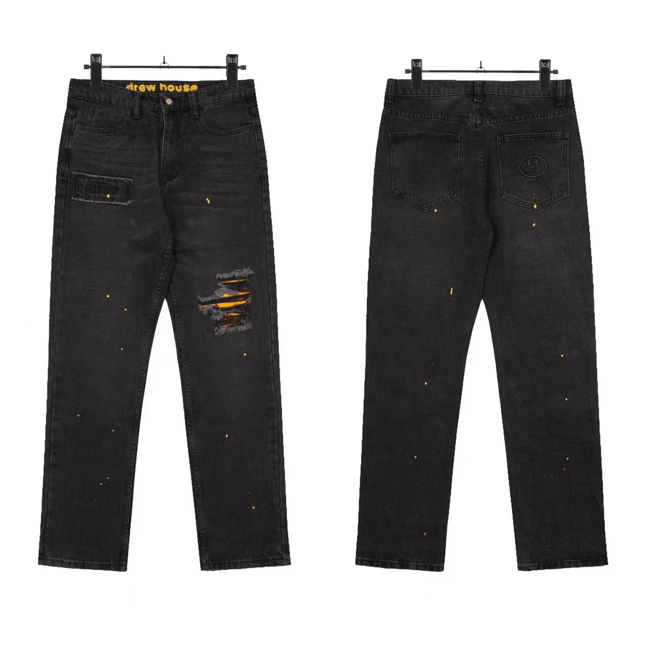 DREW HOUSE KL#8014 Jeans: Smiley-Faced Street Style, High Quality, Unique Details - 图片 1