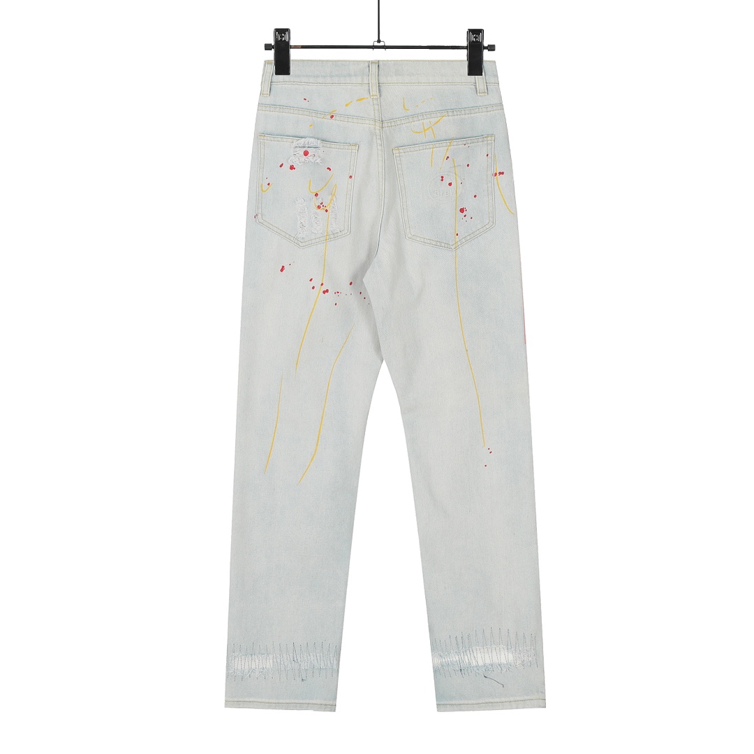 DREW HOUSE KL#8042 Top Version: Water Wash Blue Jeans with Smiley-Faced Details - 图片 3