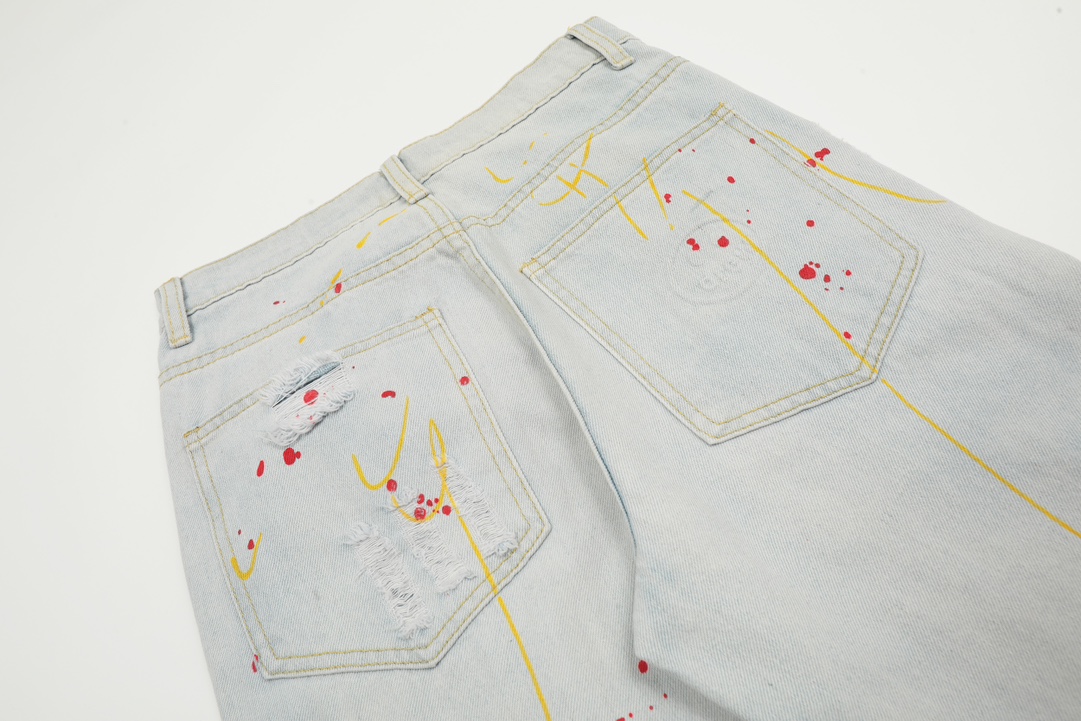 DREW HOUSE KL#8042 Top Version: Water Wash Blue Jeans with Smiley-Faced Details - 图片 9