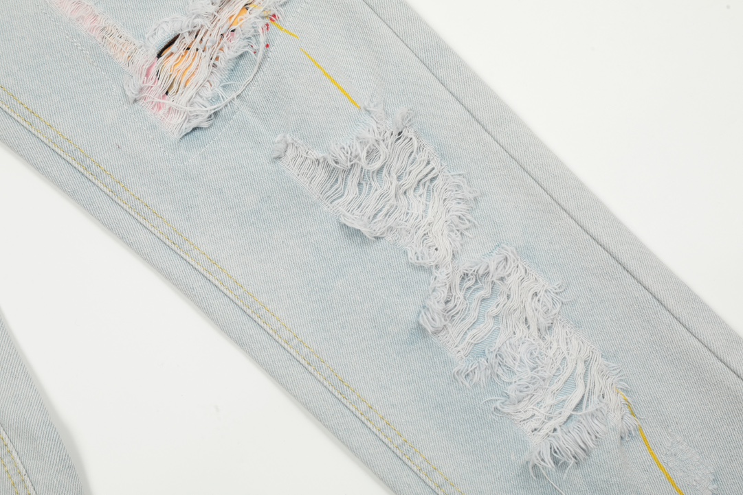 DREW HOUSE KL#8042 Top Version: Water Wash Blue Jeans with Smiley-Faced Details - 图片 6