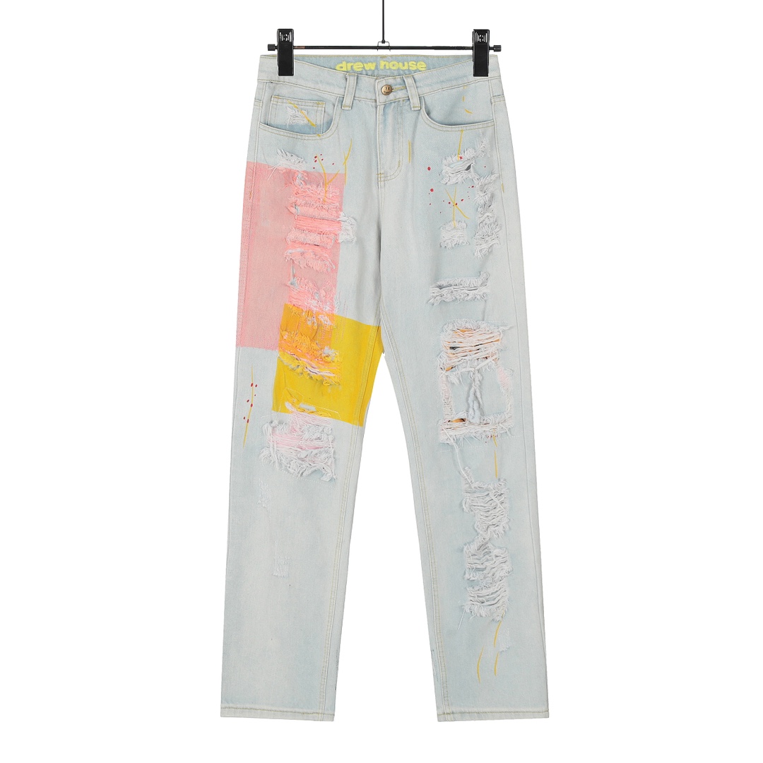 DREW HOUSE KL#8042 Top Version: Water Wash Blue Jeans with Smiley-Faced Details - 图片 2