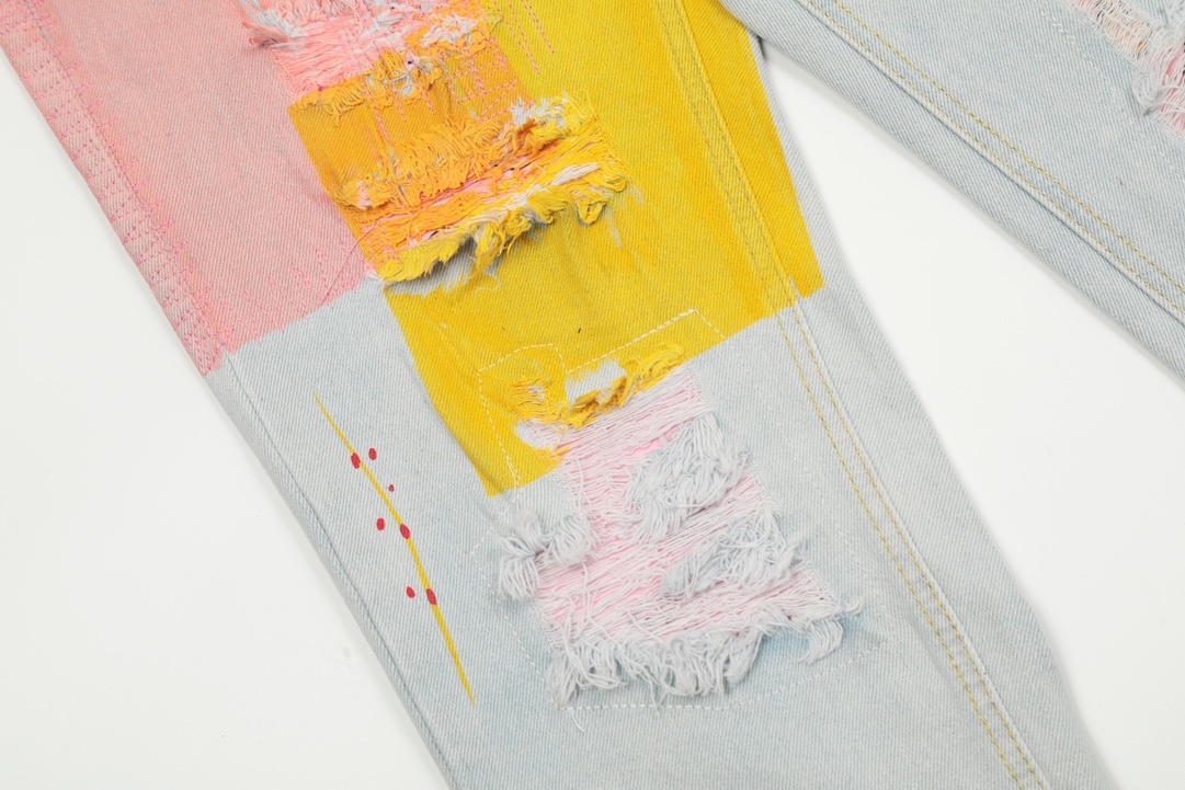 DREW HOUSE KL#8042 Top Version: Water Wash Blue Jeans with Smiley-Faced Details - 图片 5