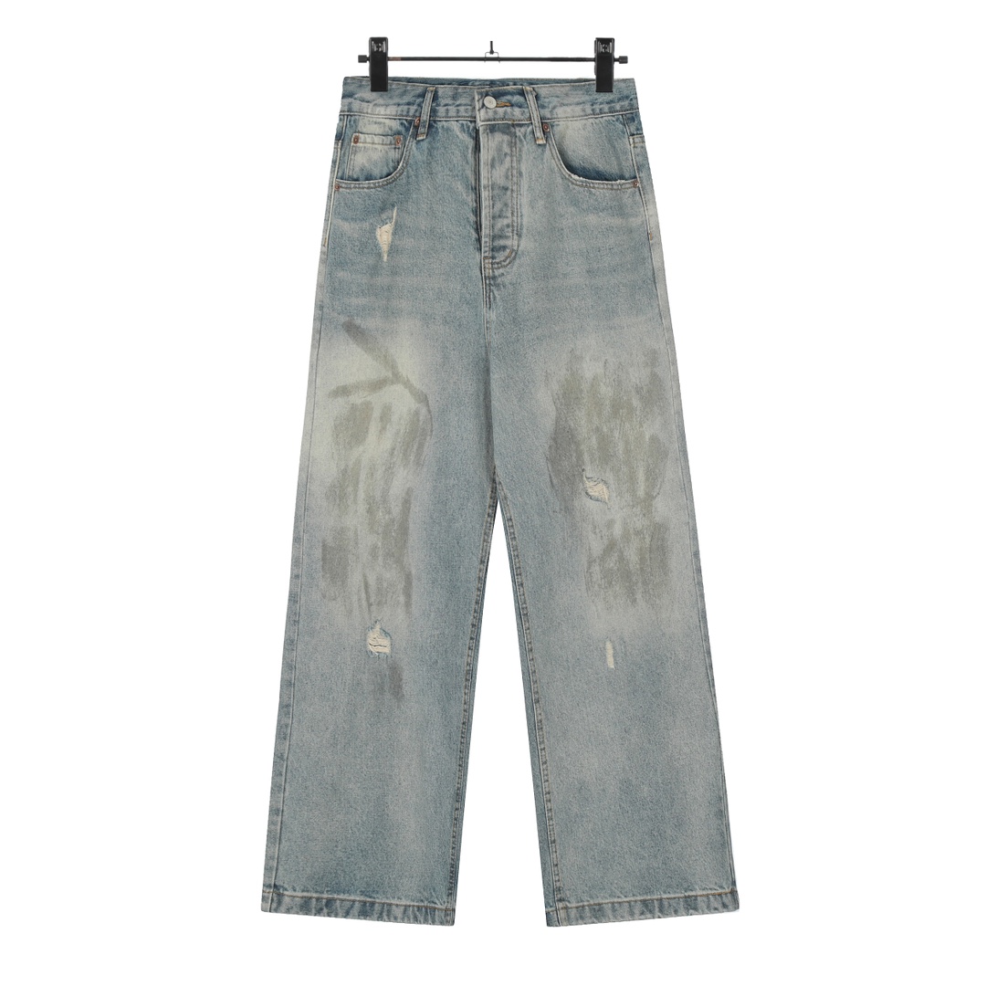 Acne Studios KL#8045 Broad-Legged Denim Pants for Men and Women, Blue, Sizes 46-52 - 图片 2