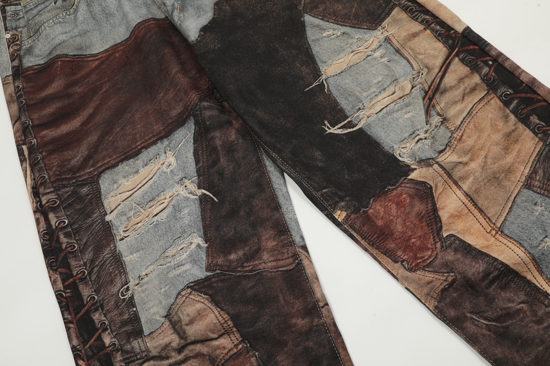 AC-Style 1981 Retro 3D-Printed Jeans with Vertebrate Stamp Detail - 图片 5