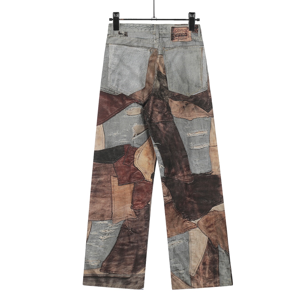 AC-Style 1981 Retro 3D-Printed Jeans with Vertebrate Stamp Detail - 图片 3