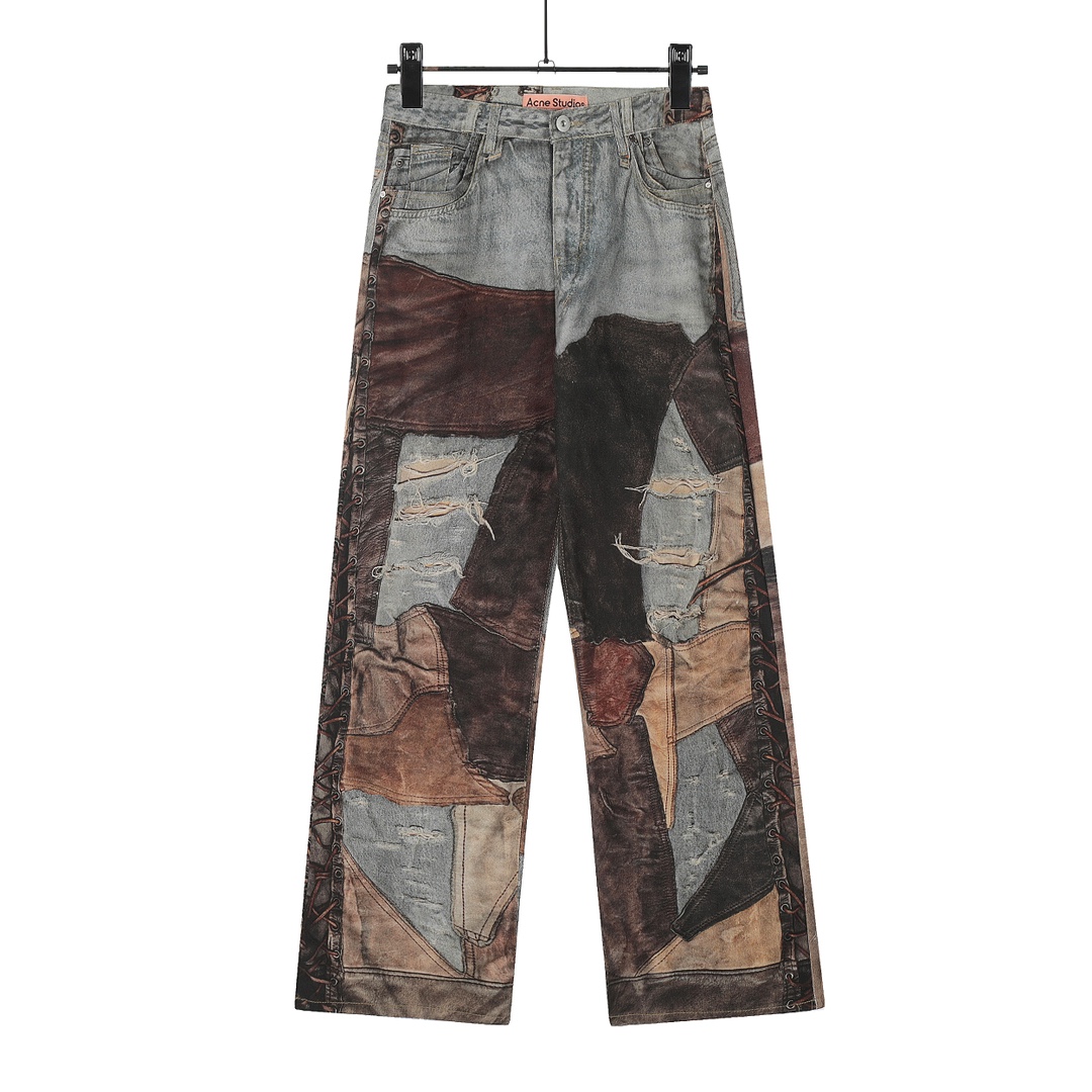 AC-Style 1981 Retro 3D-Printed Jeans with Vertebrate Stamp Detail - 图片 2