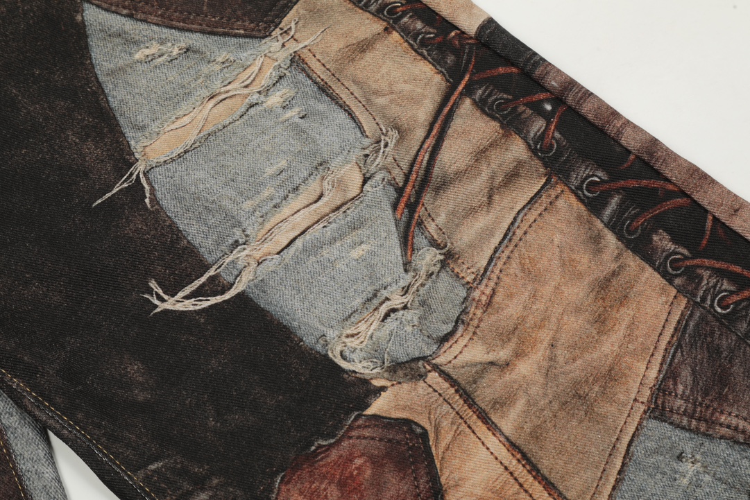 AC-Style 1981 Retro 3D-Printed Jeans with Vertebrate Stamp Detail - 图片 6