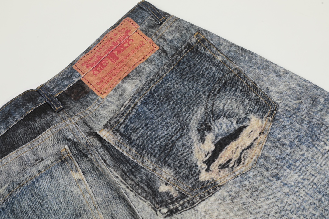 AC-Style 1981: 3D-Printed Low Waist Wide-Legged Jeans in Stain Blue Phantom - 图片 9