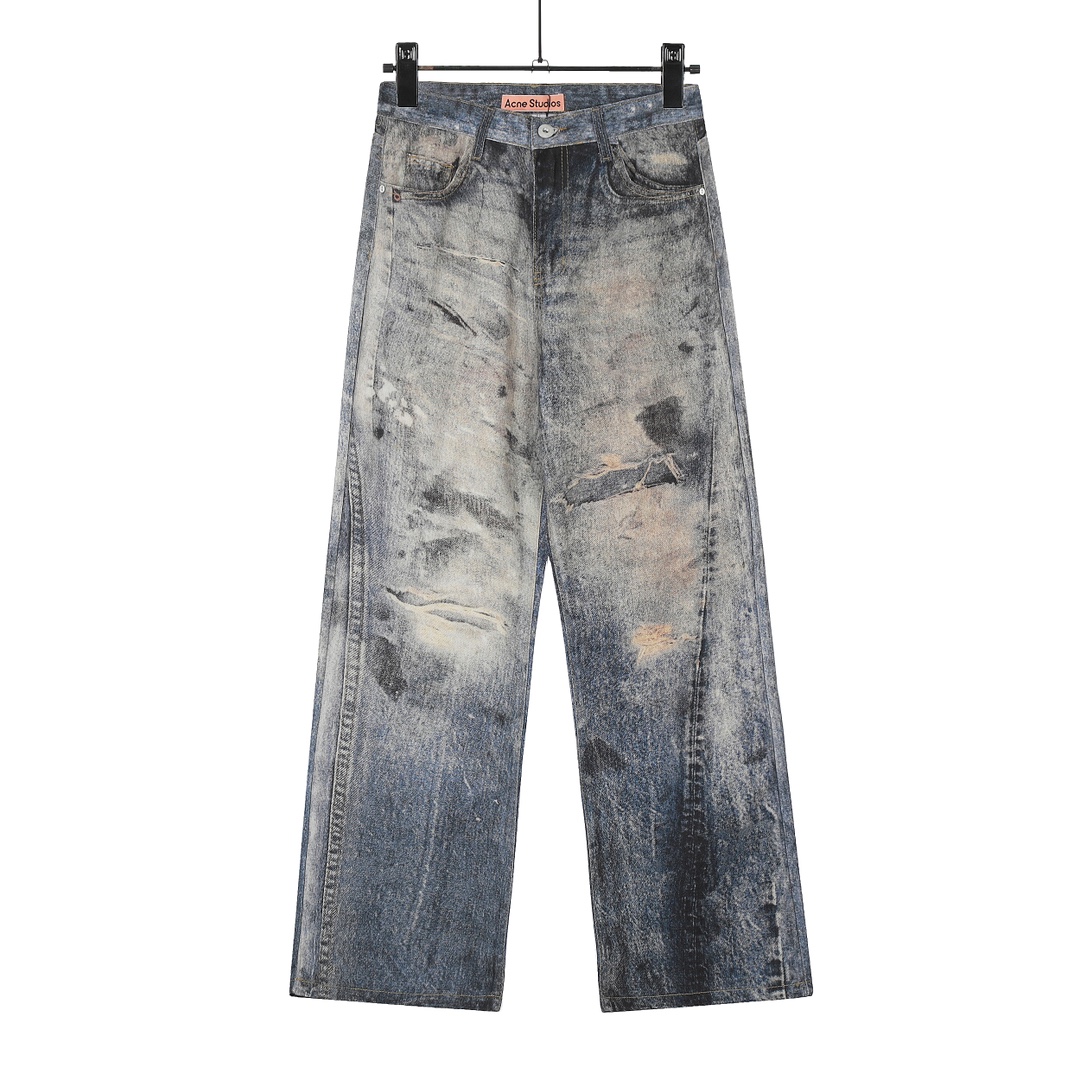 AC-Style 1981: 3D-Printed Low Waist Wide-Legged Jeans in Stain Blue Phantom - 图片 2