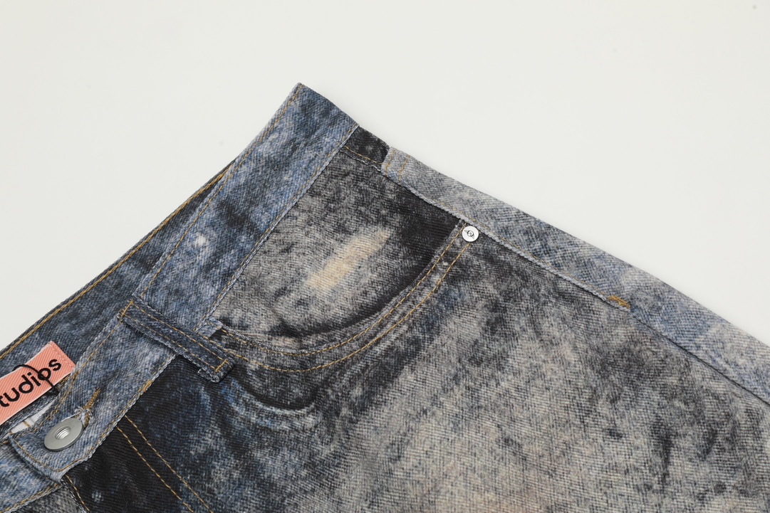 AC-Style 1981: 3D-Printed Low Waist Wide-Legged Jeans in Stain Blue Phantom - 图片 6