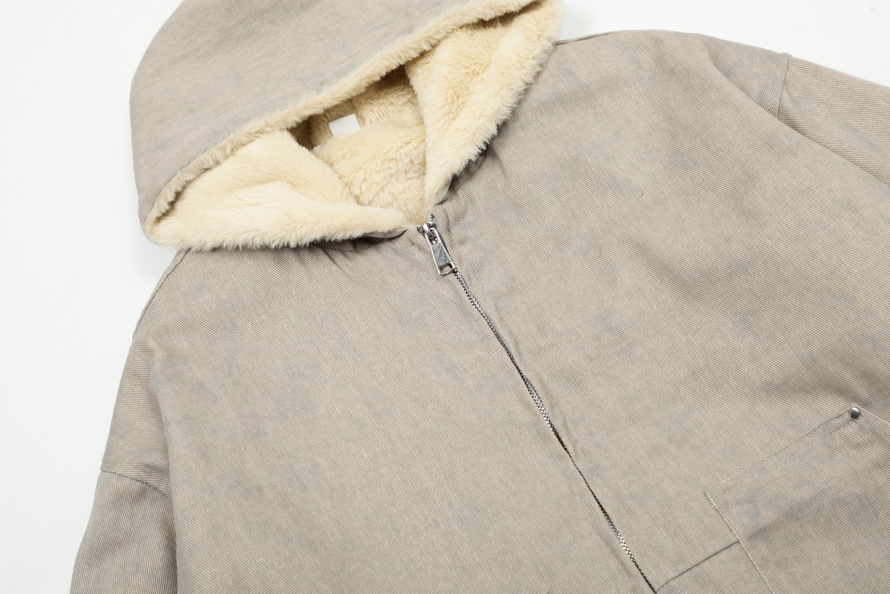 Detroit Sculptor’s Cotton Fur Collar Coat: Classic, Comfy, Timeless Fashion Piece - 图片 6