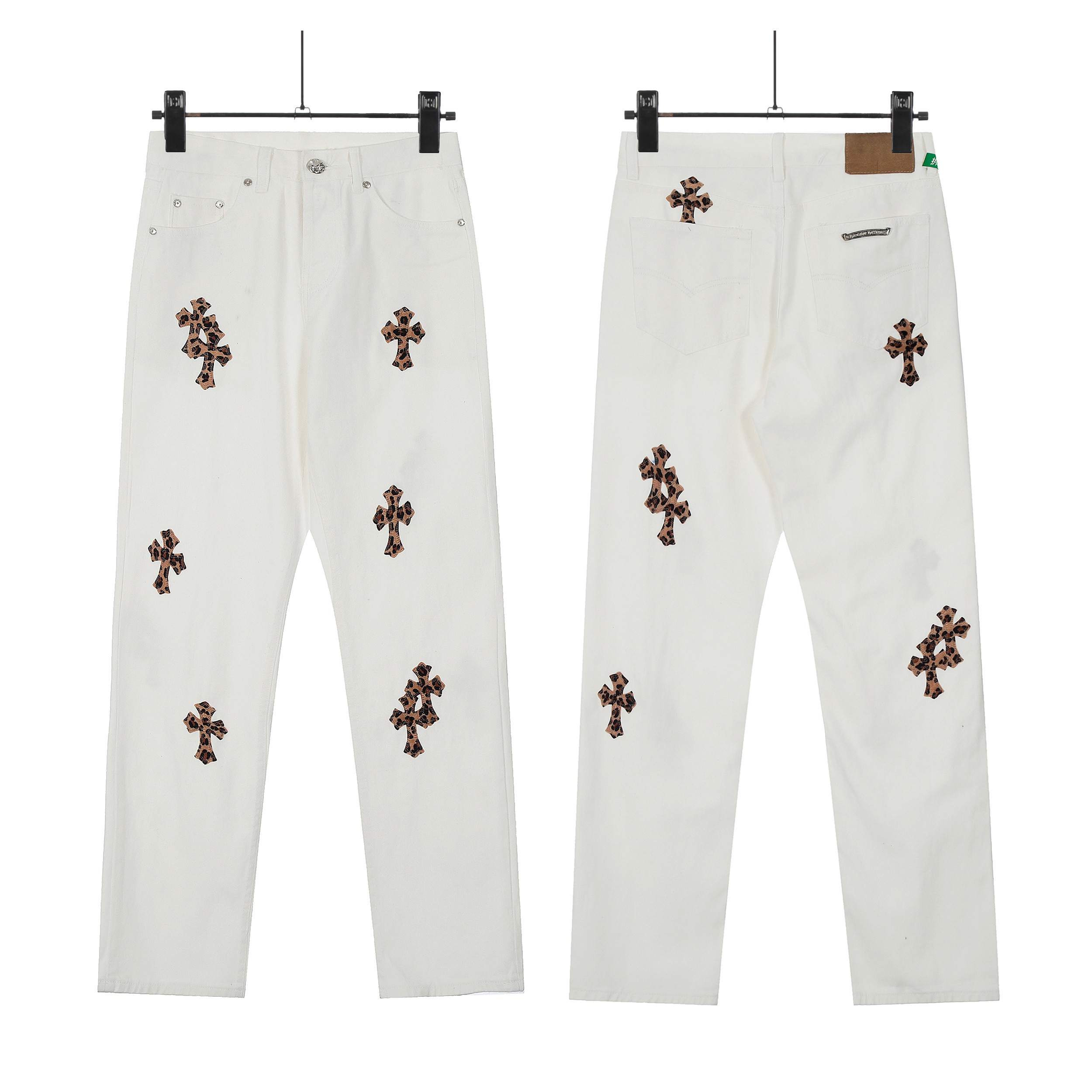 Chrome Hearts Crots: White Leopards Cross-Cut Jeans Review & Details - 图片 1