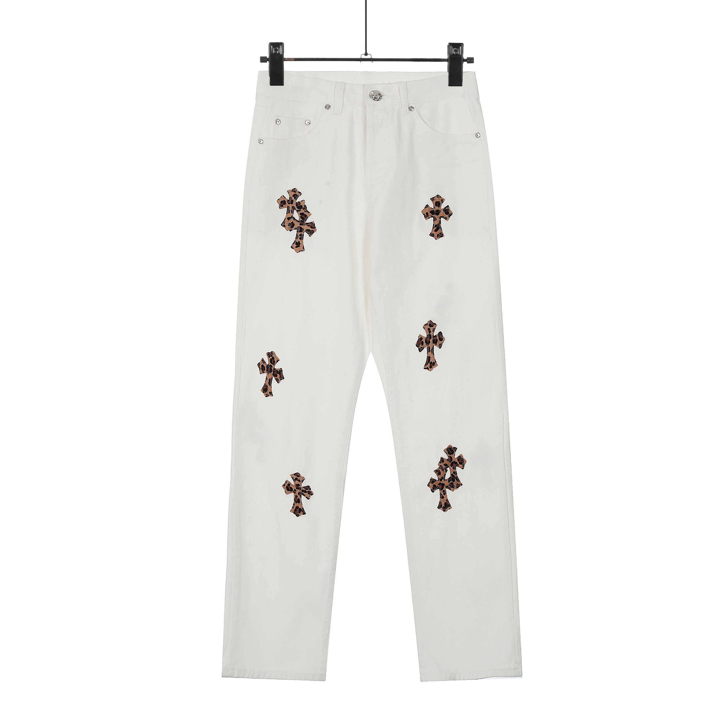 Chrome Hearts Crots: White Leopards Cross-Cut Jeans Review & Details - 图片 2