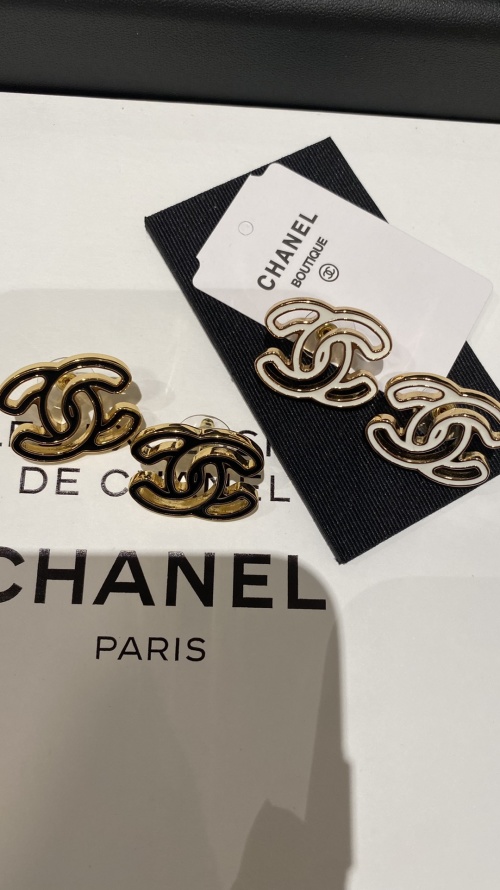 Chanel 24A CC Logo Drop Earrings Gold-Tone Metal & Enamel, White & Black 1 Chanel 24A CC Logo Drop Earrings Gold-Tone Metal & Enamel, White & Black