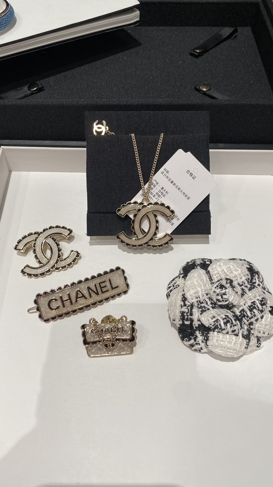 Chanel Jewelry Earring Necklaces & Pendants Black Gold White Lace Fall/Winter Collection