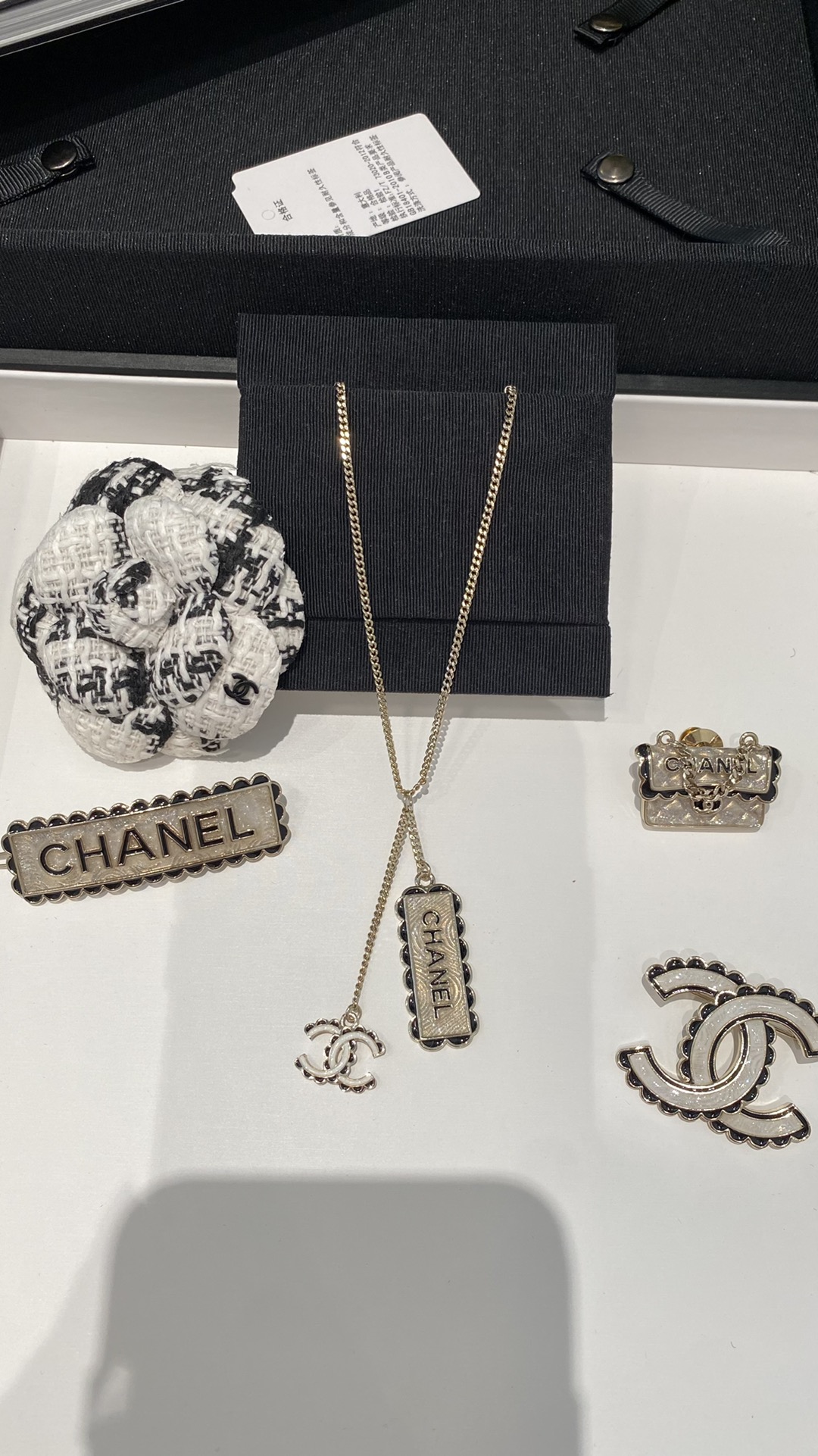 Chanel Jewelry Necklaces & Pendants Black Gold White Lace Fall/Winter Collection