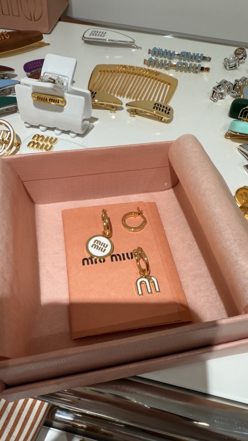 Miu Miu White Enamel Hoop Earrings Set Unique Design for Multiple Piercings 1 Miu Miu White Enamel Hoop Earrings Set Unique Design for Multiple Piercings