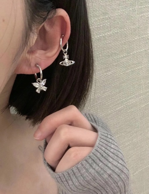 Vivienne Westwood Crystal Butterfly Saturn Asymmetrical Hoop Earrings 1 Vivienne Westwood Crystal Butterfly Saturn Asymmetrical Hoop Earrings