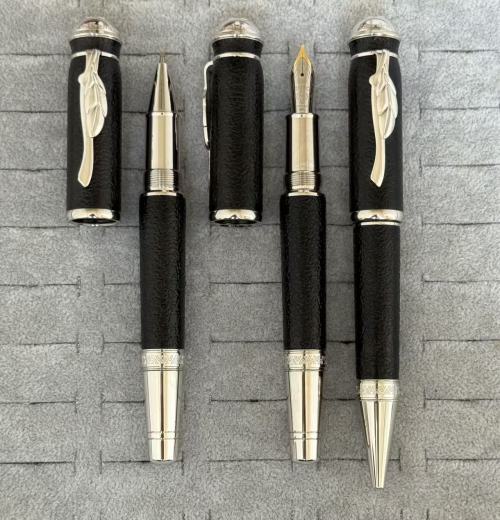 Montblanc Meisterstück Black Resin & Platinum-Finish Fountain Pen Fine Nib 1 Montblanc Meisterstück Black Resin & Platinum-Finish Fountain Pen Fine Nib