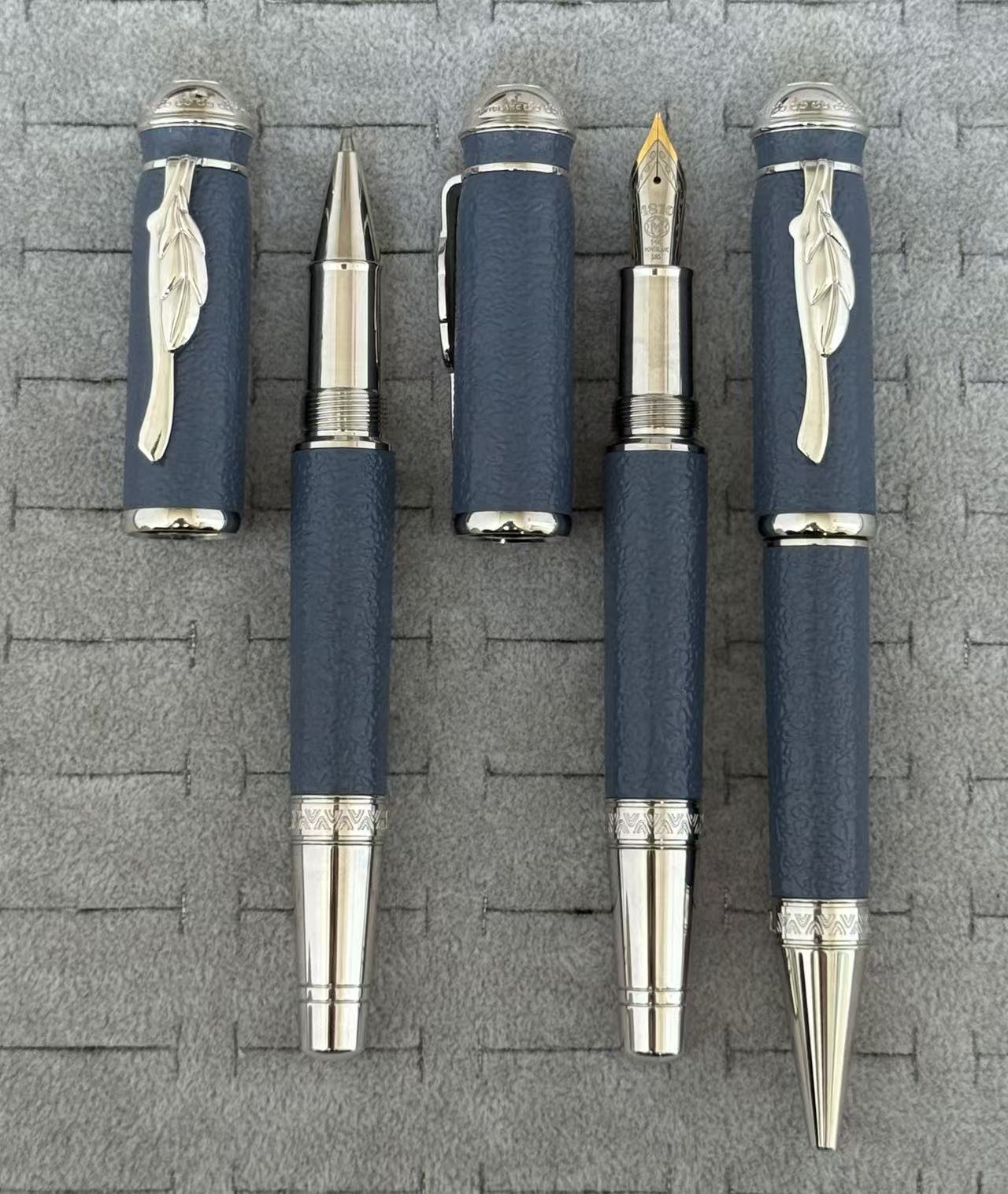 Montblanc Classique Fountain Pen - Blue Resin, Silver Trim, Fine Nib