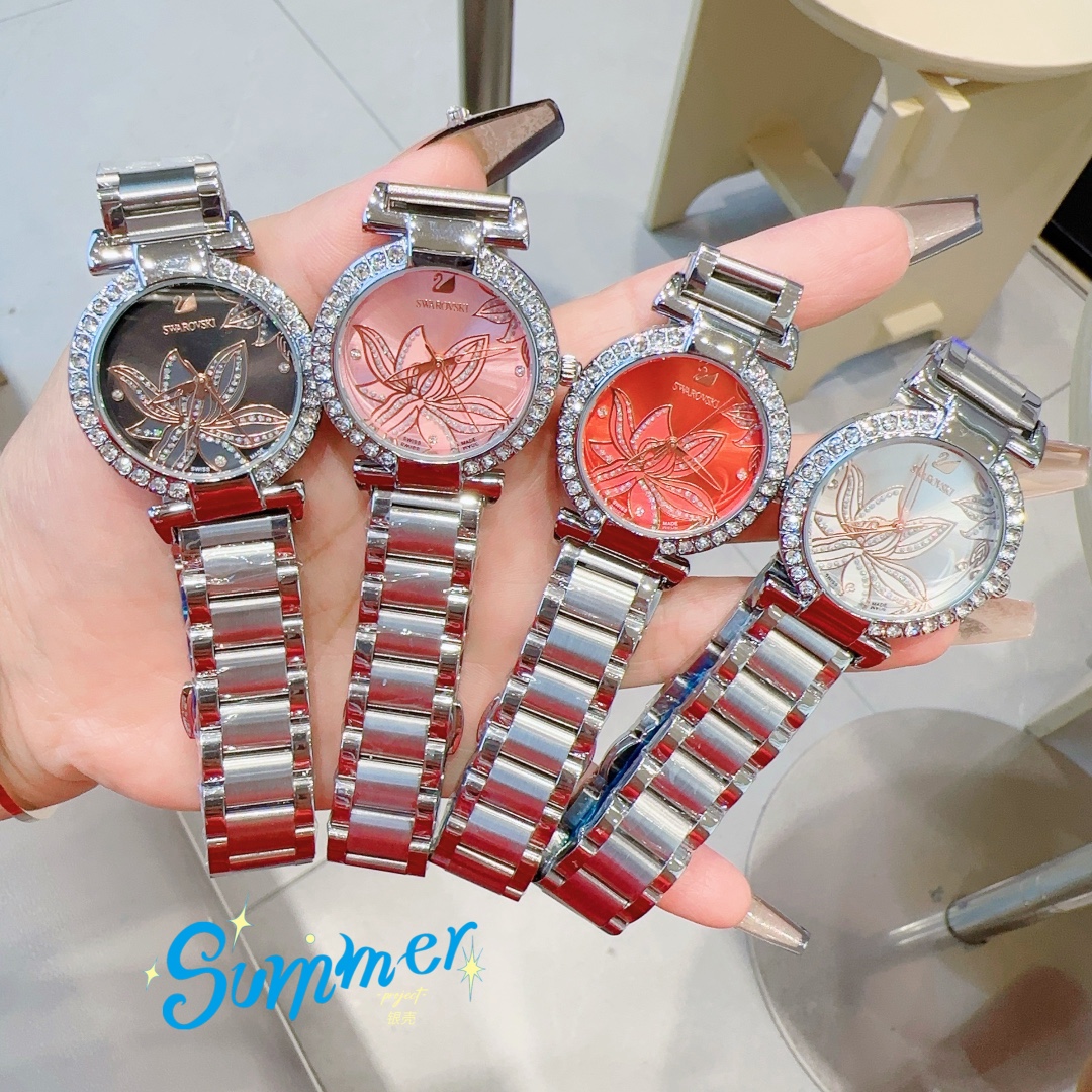 Exquisite SWAROVSKI Crystal-Drilled Sandglass Mirror Watch Listing. - 图片 9