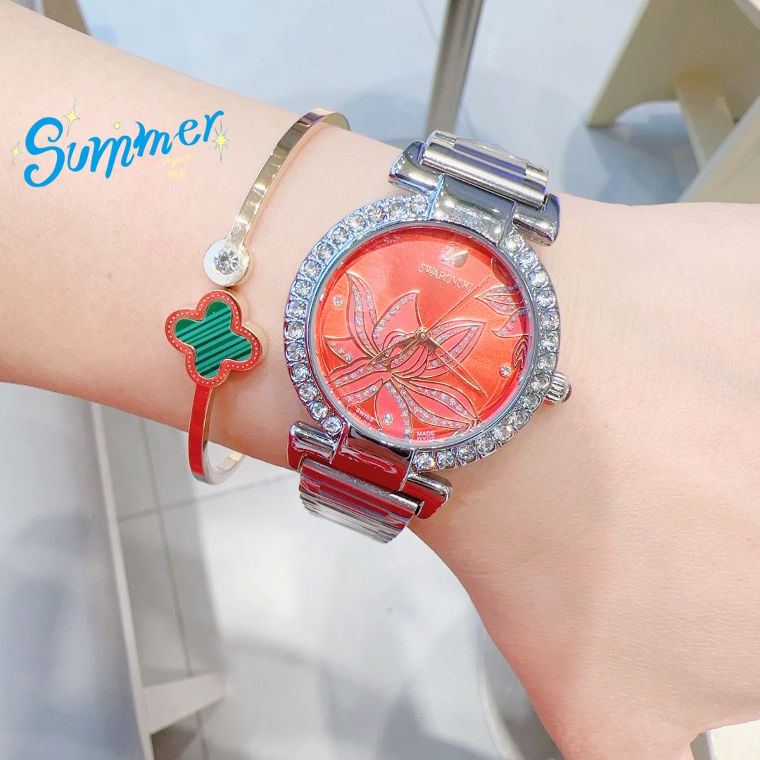 Exquisite SWAROVSKI Crystal-Drilled Sandglass Mirror Watch Listing. - 图片 7
