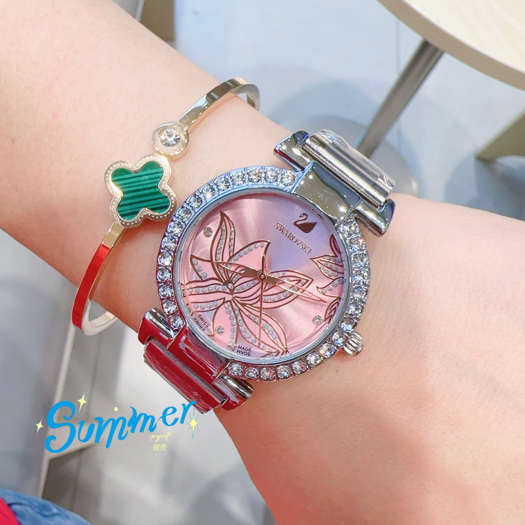 Exquisite SWAROVSKI Crystal-Drilled Sandglass Mirror Watch Listing. - 图片 6