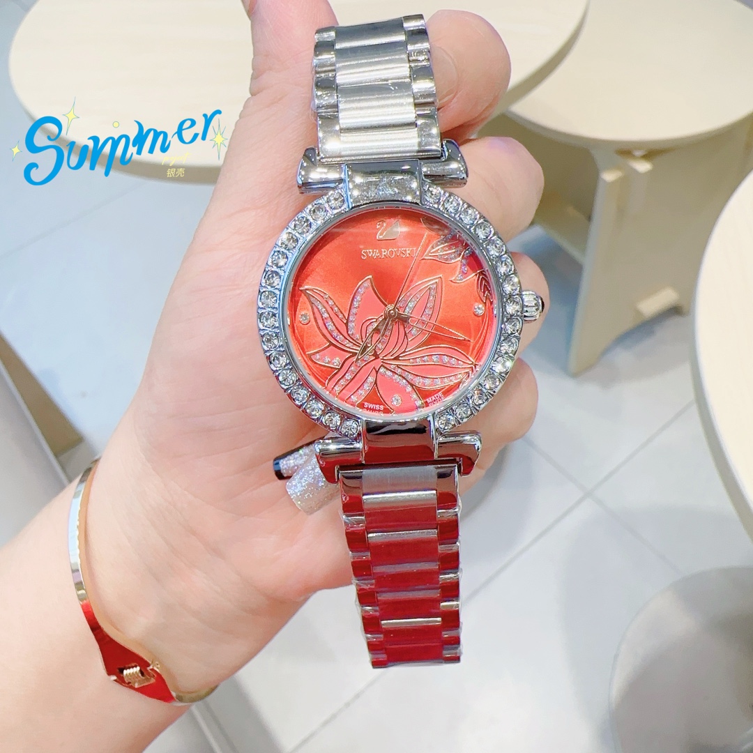 Exquisite SWAROVSKI Crystal-Drilled Sandglass Mirror Watch Listing. - 图片 3