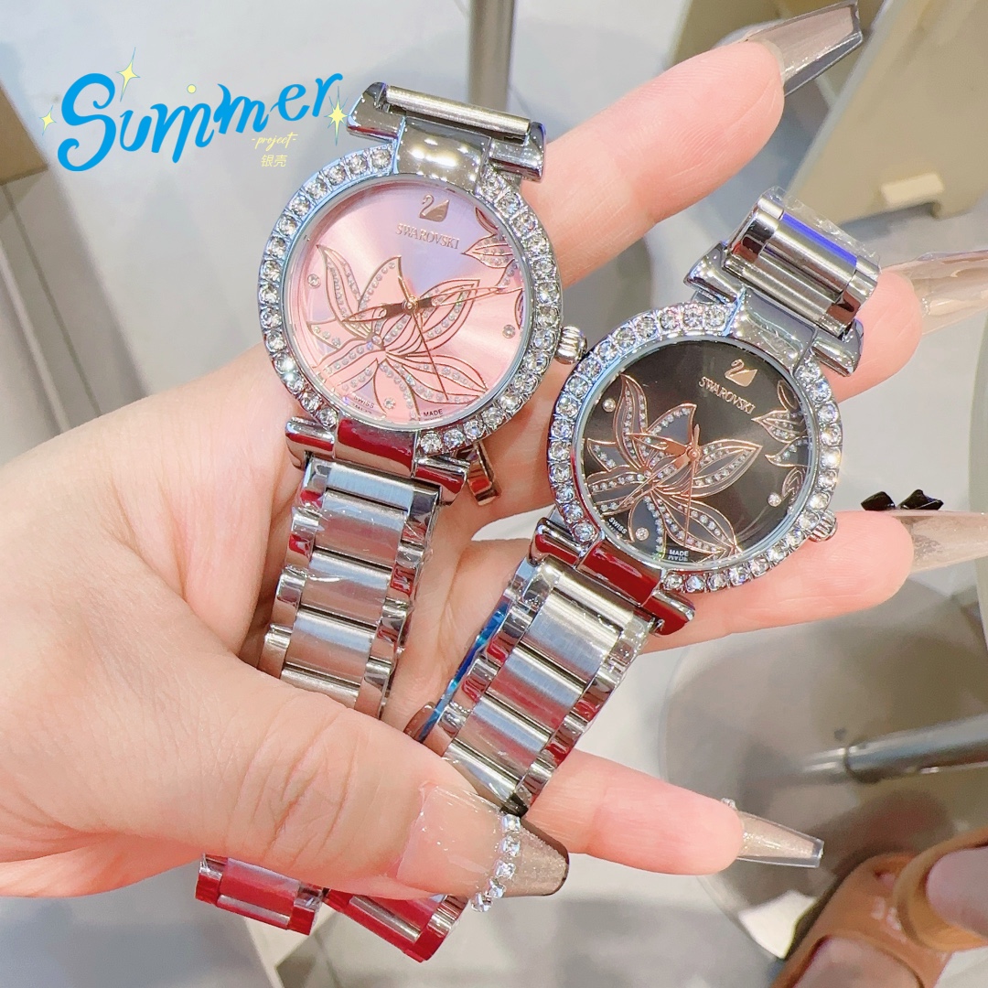 Exquisite SWAROVSKI Crystal-Drilled Sandglass Mirror Watch Listing. - 图片 8