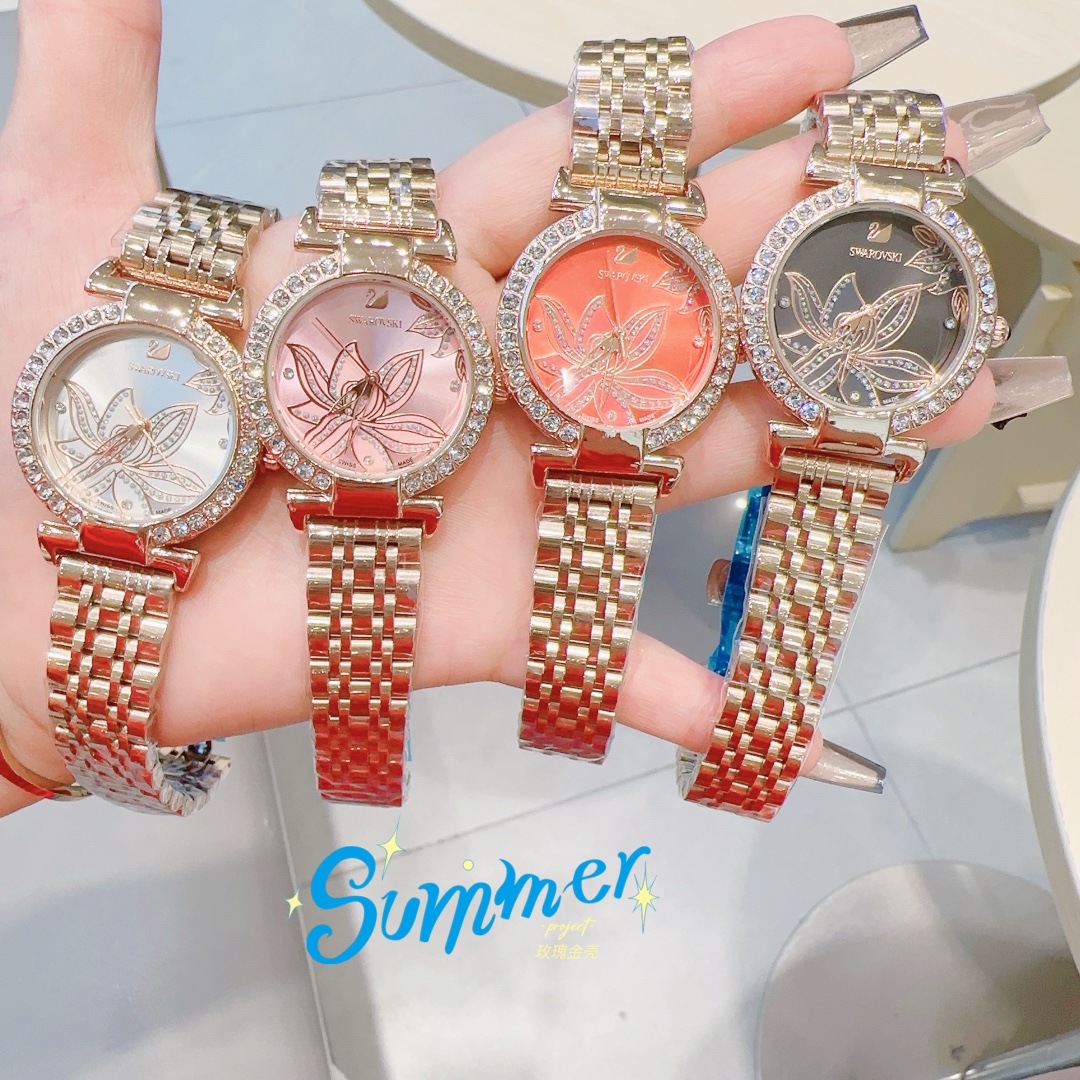 Exquisite SWAROVSKI Crystal Sandglass Mirror Watch Listing with Galaxy-like Design - 图片 9