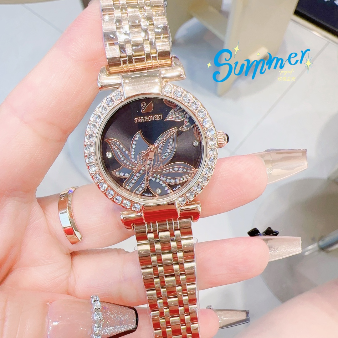 Exquisite SWAROVSKI Crystal Sandglass Mirror Watch Listing with Galaxy-like Design - 图片 3