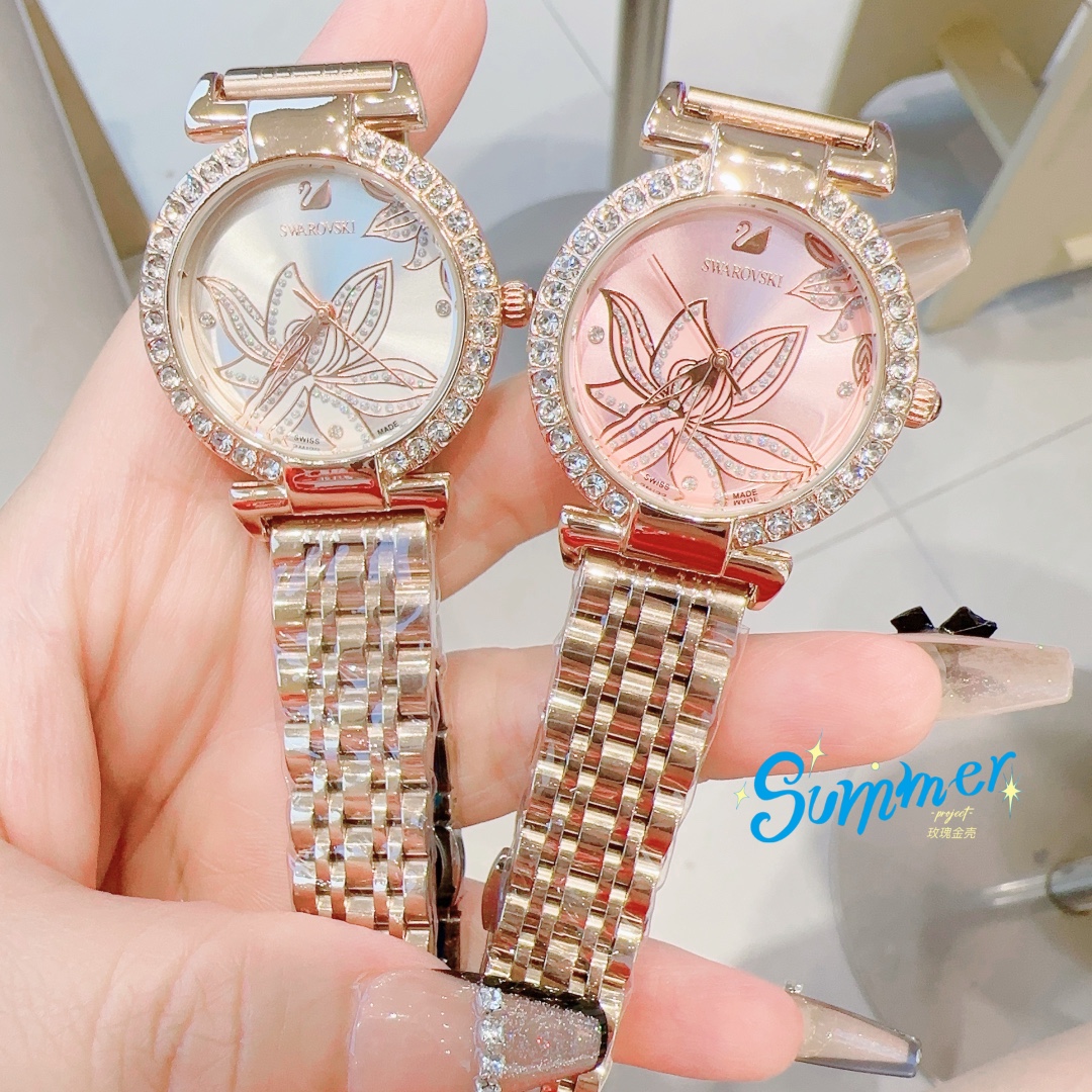 Exquisite SWAROVSKI Crystal Sandglass Mirror Watch Listing with Galaxy-like Design - 图片 8