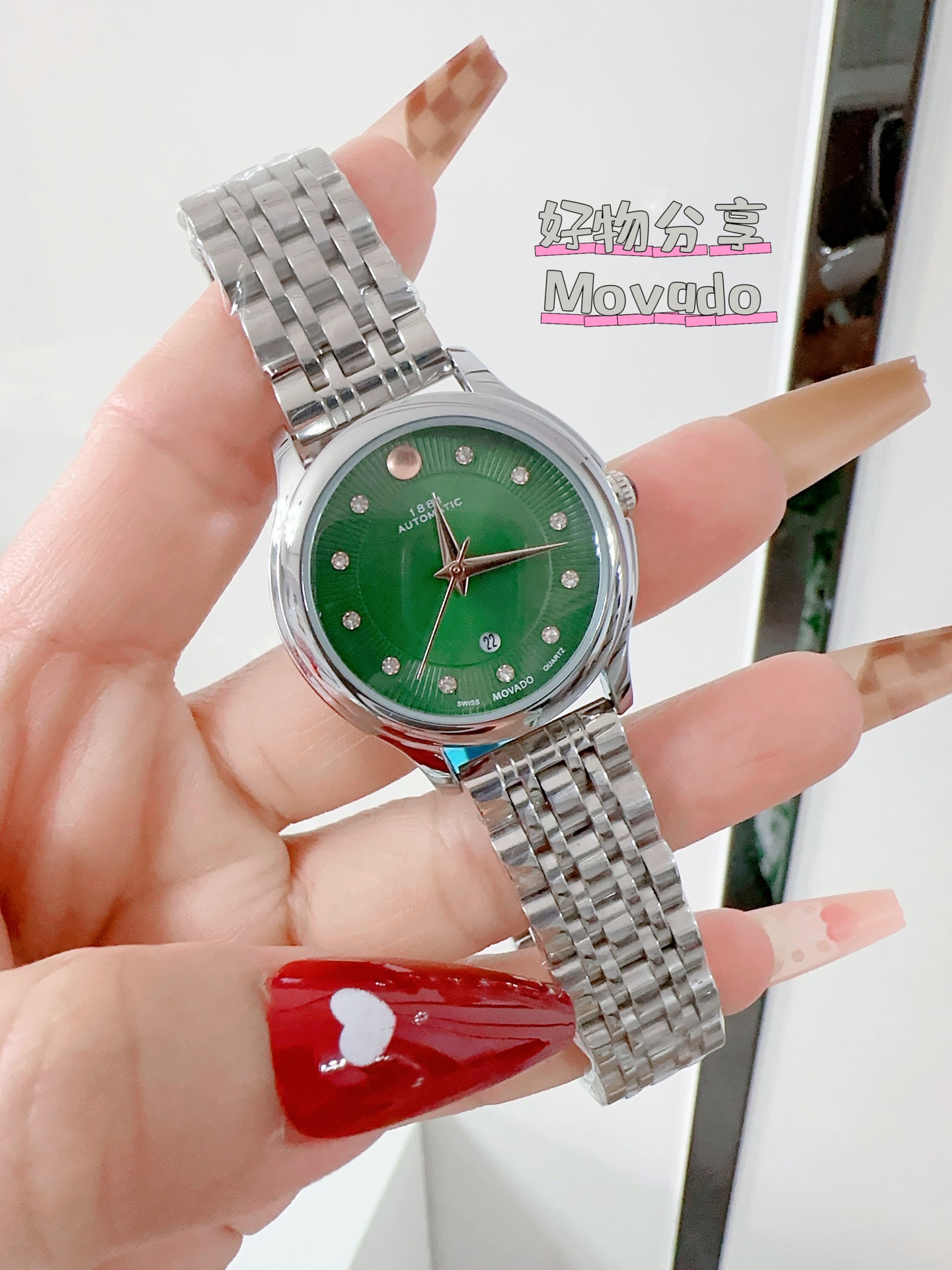 Movadotoport Classic Stone Watch: Stone Cores, Steel Belts, Double-Butter Buttons, 33mm Surface, Exclusive Design - 图片 2