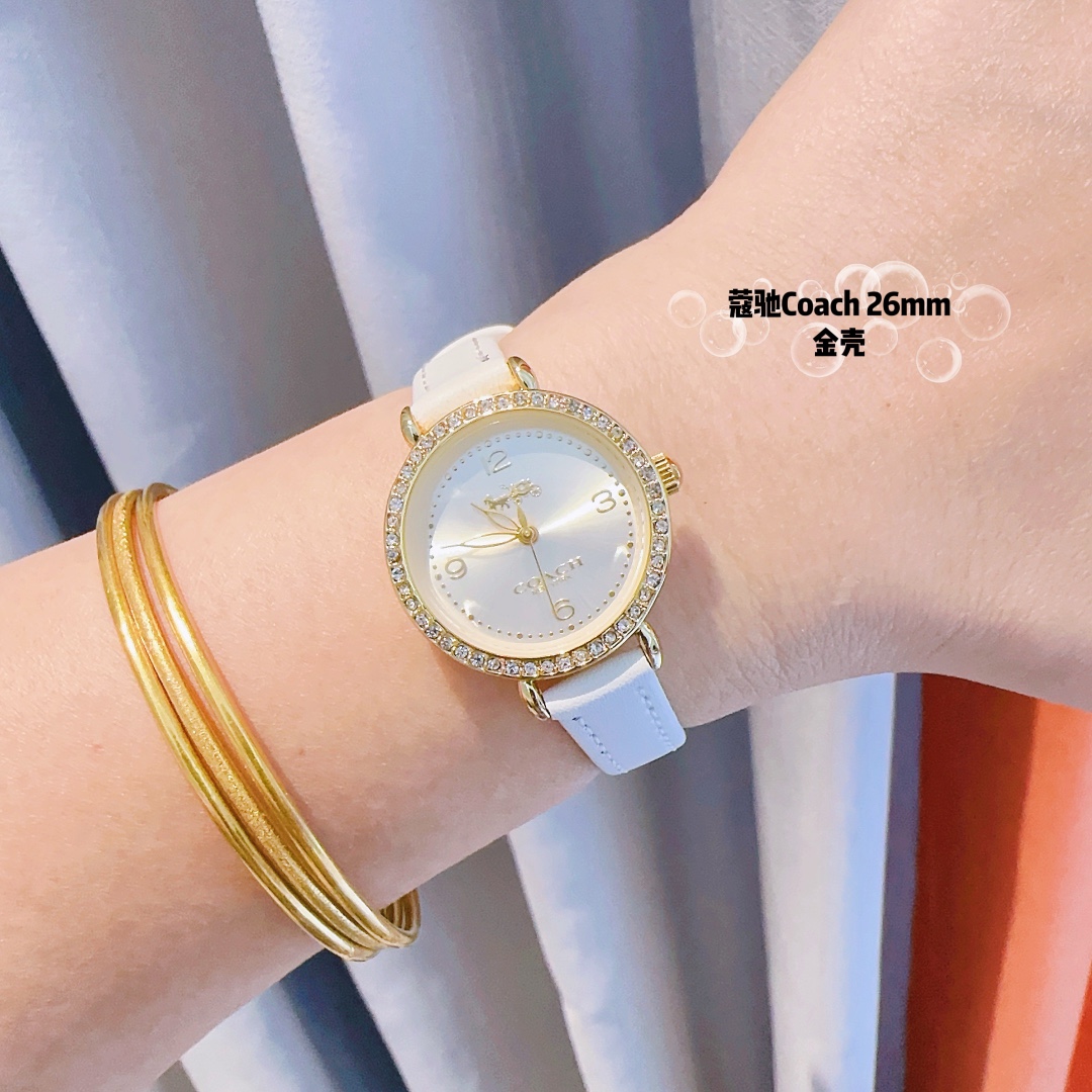 New Coach CASS-series Pony-Scraper Watch with Stone Core and Calf Skin Belt. - 图片 6