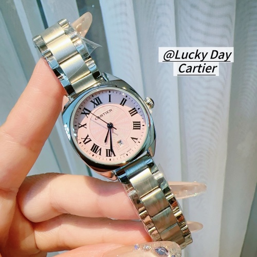 Cartier Women's Watch with Pink Roman Dial and Stainless Steel Bracelet, 32mm 1 Cartier Women's Watch with Pink Roman Dial and Stainless Steel Bracelet, 32mm