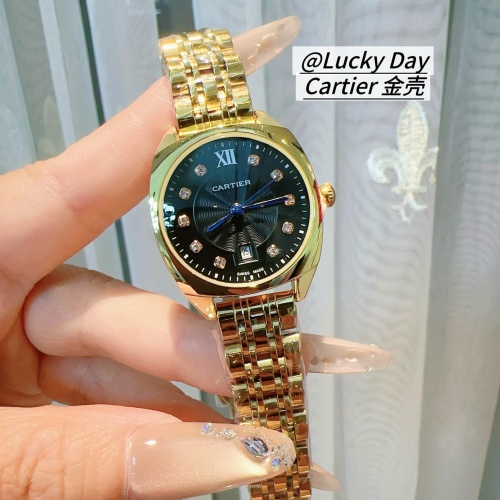 Cartier Women's Gold-Tone Diamond Accent Watch with Black Dial, 32mm 1 Cartier Women's Gold-Tone Diamond Accent Watch with Black Dial, 32mm