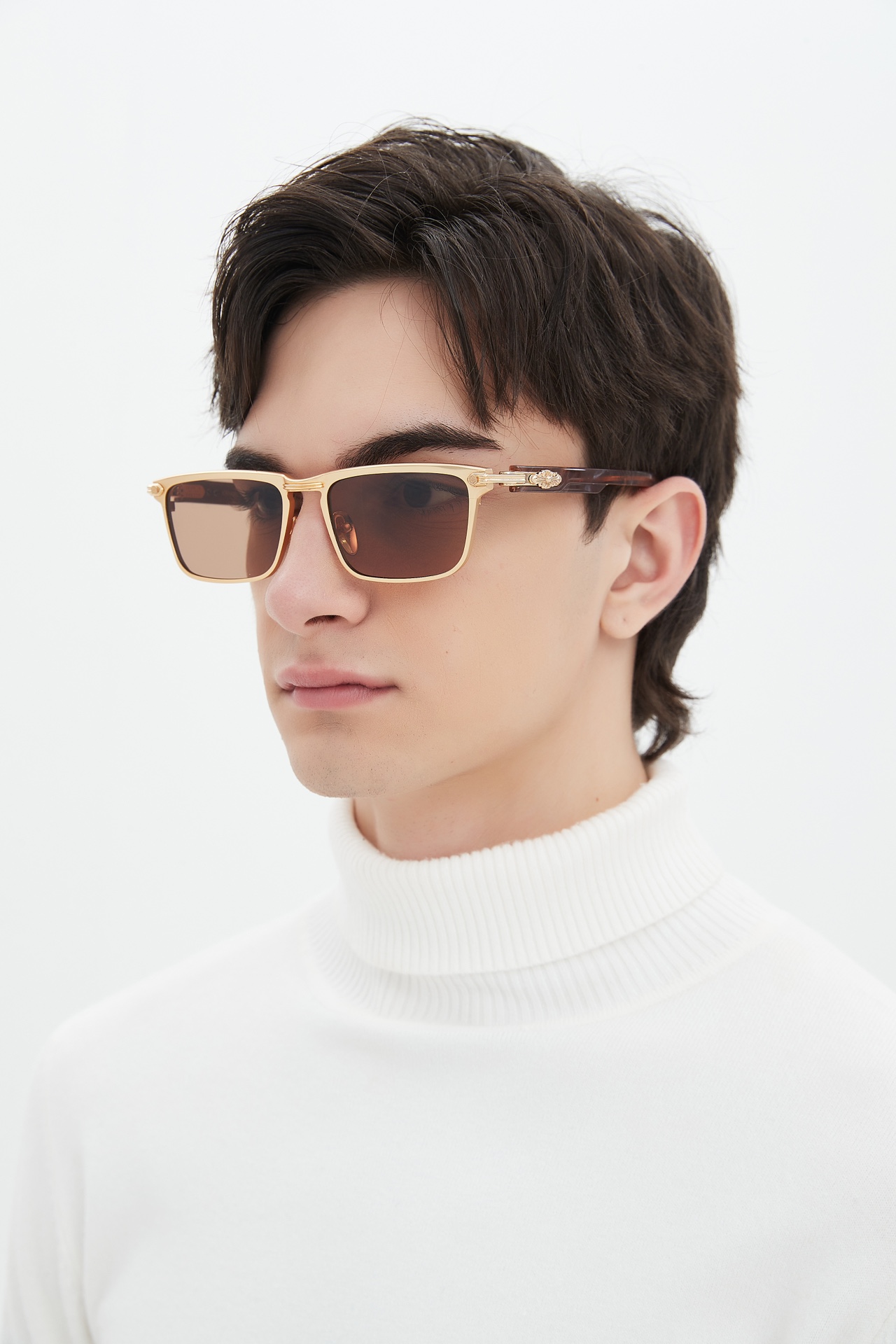 Chrome Hearts Rectangular Sunglasses with Gold Frame and Brown Lenses 3 i1711275279 8951 7