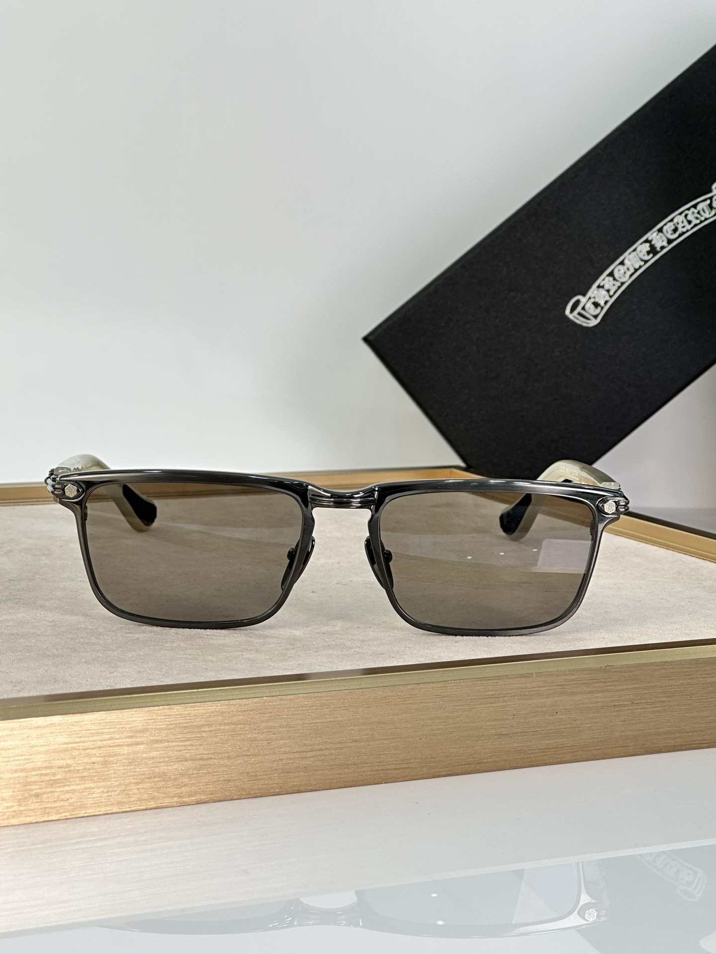 Chrome Hearts Rectangular Gray Sunglasses | Top Quality Shades for Men and Women 4 i1711275516 1497 0