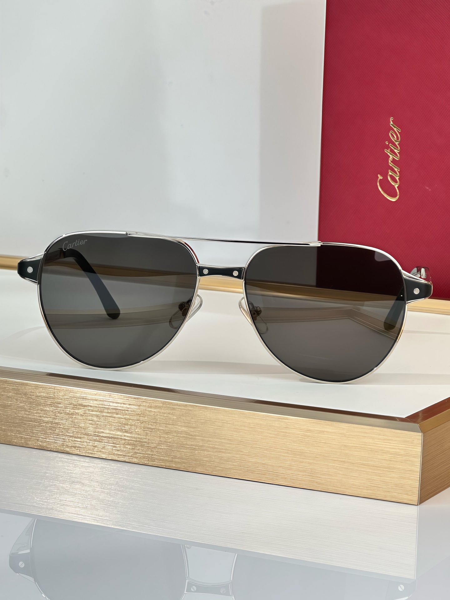 Cartier CT0425S Aviator Sunglasses - Silver Frame, Gray Lenses, 59-16-145 4 i1750748281059 6371 0 2