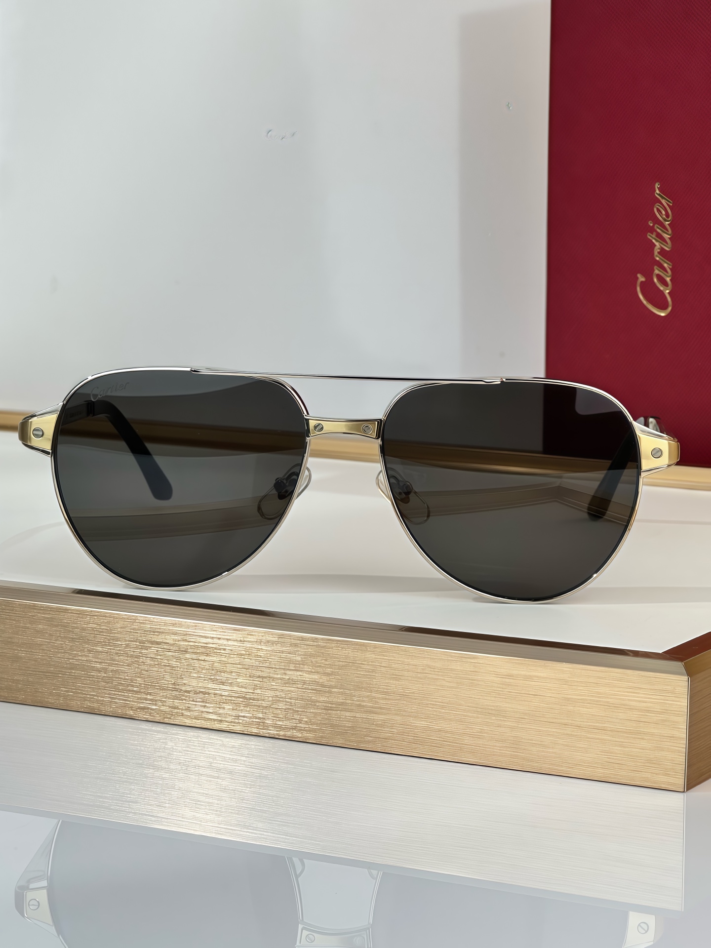 Cartier CT0425S Aviator Sunglasses - Silver Frame, Gray Lenses, 59-16-145 2 i1750748281060 2100 0 0