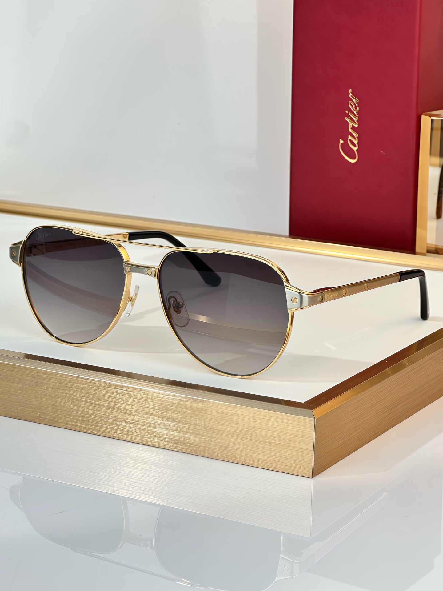 Cartier CT0425S Aviator Sunglasses - Gold Frame with Brown Lenses 5 i1750748376838 4544 0 4