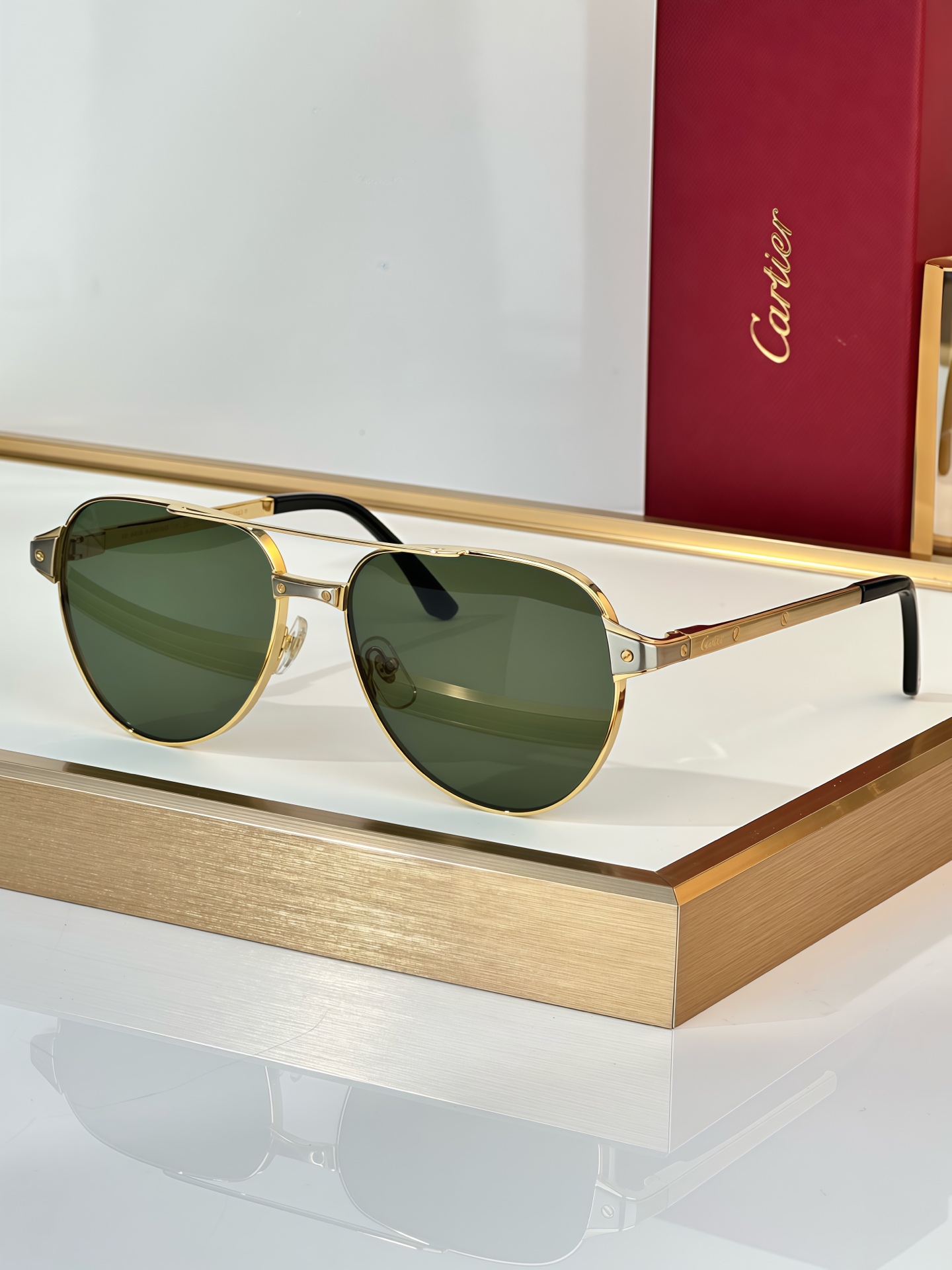 Cartier CT0425S Aviator Sunglasses - Gold Frame with Brown Lenses 3 i1750748377931 2036 0 2