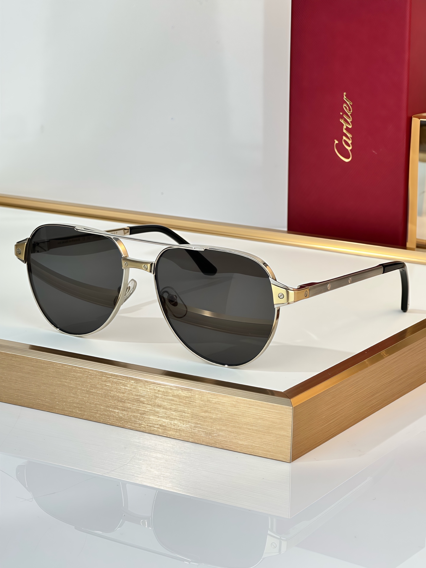 Cartier CT0425S Aviator Sunglasses - Gold Frame with Brown Lenses 2 i1750748377939 5785 0 1
