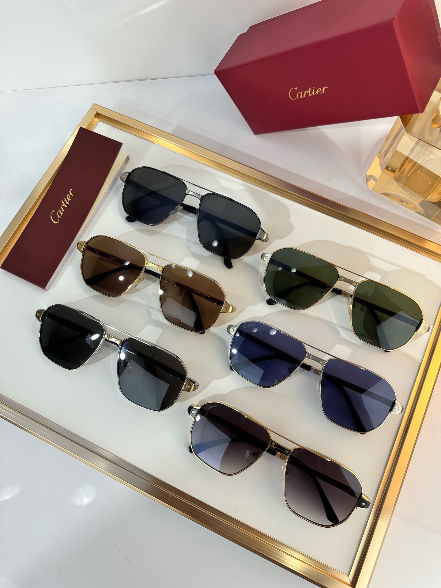 Santos de Cartier CT0424S Aviator Sunglasses - Silver Frame, Gray Lenses 10 i1750827511863 4572 0 8