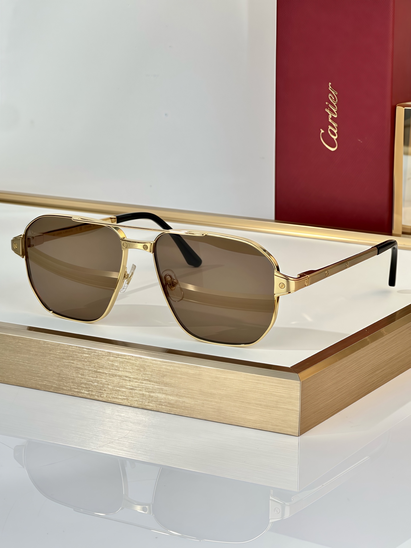 Santos de Cartier CT0424S Aviator Sunglasses - Silver Frame, Gray Lenses 3 i1750827513019 1709 0 1