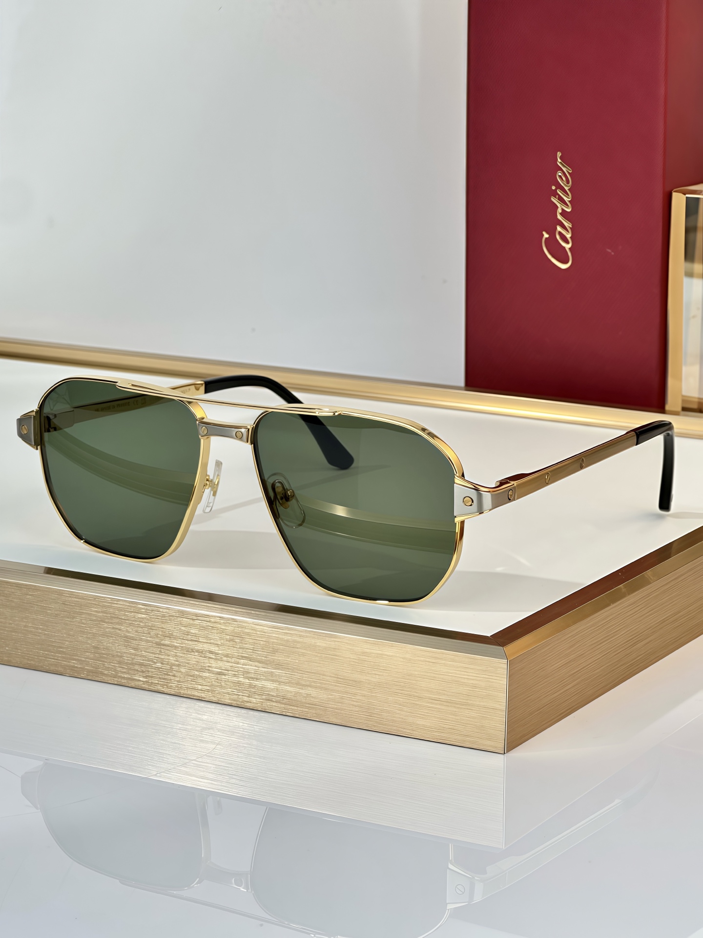Santos de Cartier CT0424S Aviator Sunglasses - Silver Frame, Gray Lenses 7 i1750827513023 959 0 5